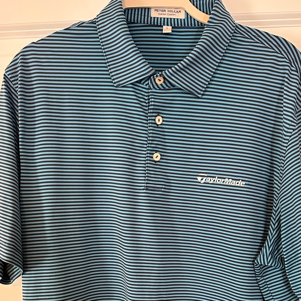 Peter Millar x TaylorMade Men's Navy Striped Polo